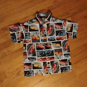 Hawaiin style button up "Cars" shirt.